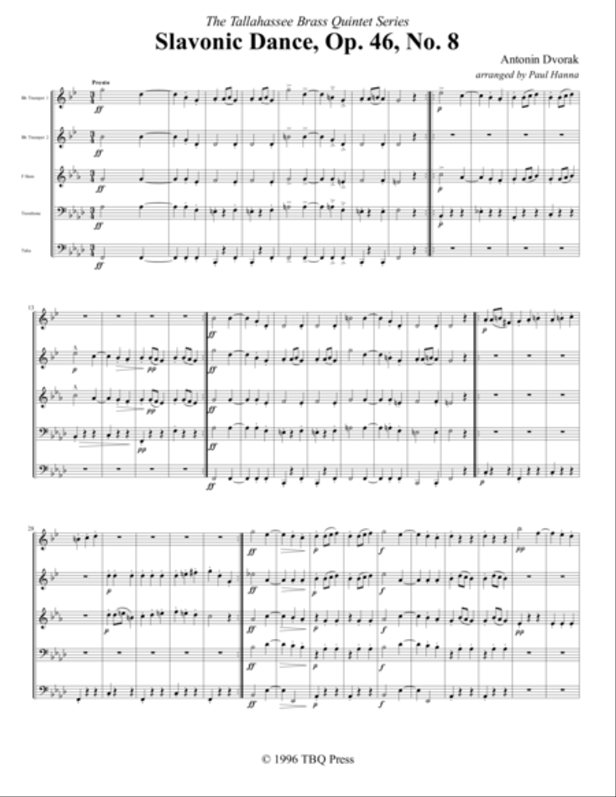 Slavonic Dance, Op. 46, No. 8 Brass Ensemble scores gallery preview page 4