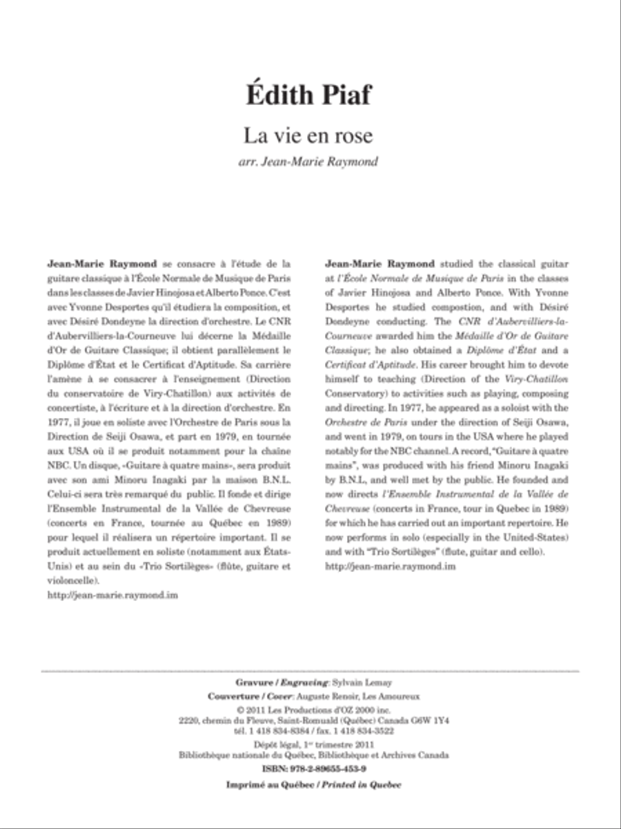 La vie en rose La vie en rose Classical Guitar scores gallery preview page 2