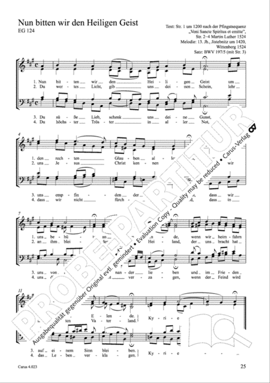 Luther Lieder in settings by J. S. Bach for mixed choir SATB 4-Part scores gallery preview page 26