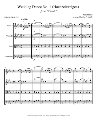 Wedding Dance No. 1 (Hochzeitsreigen) from "Titanic" - String Quartet