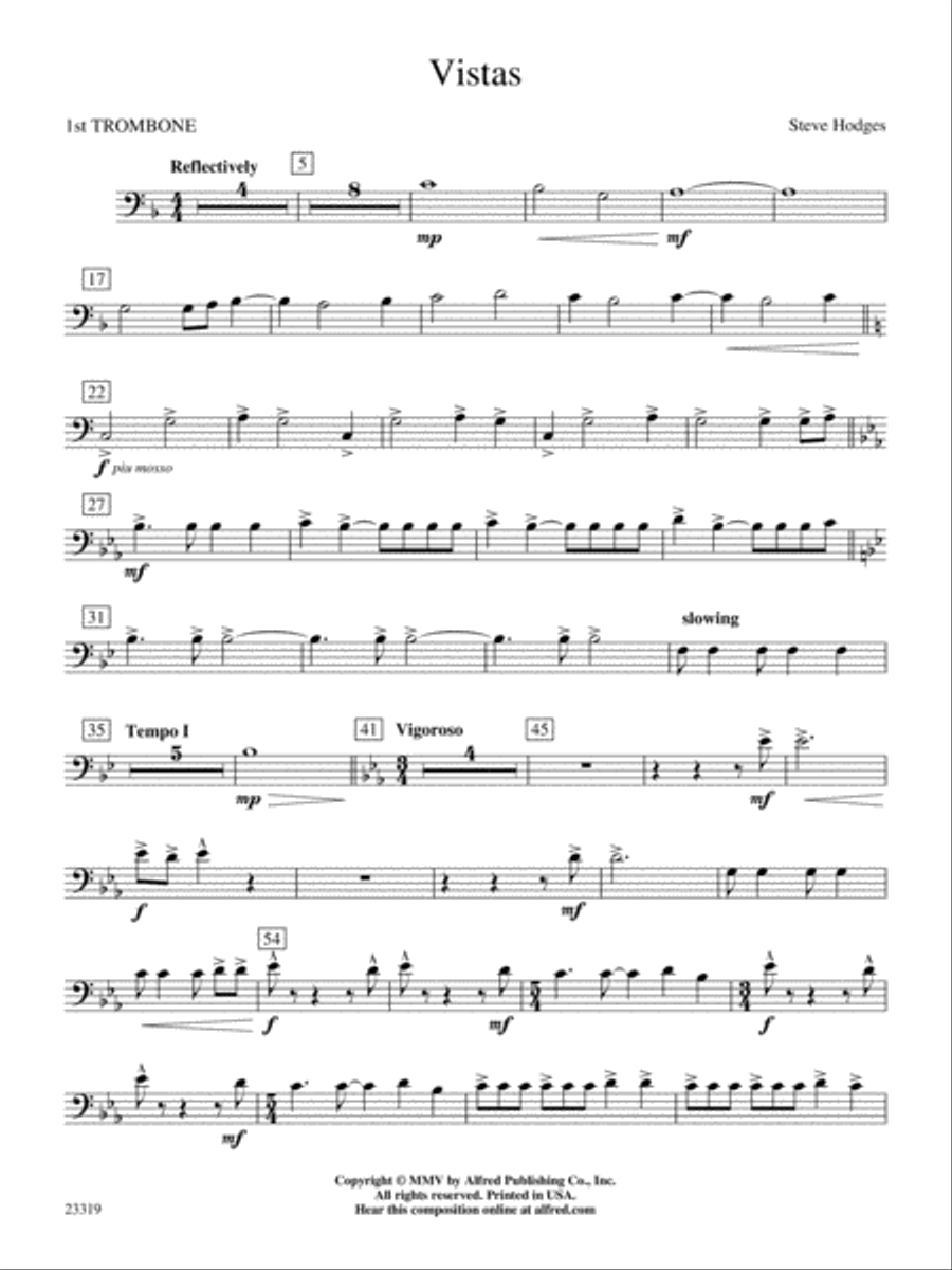 Vistas: 1st Trombone Vistas: 1st Trombone Concert Band scores gallery preview page 1