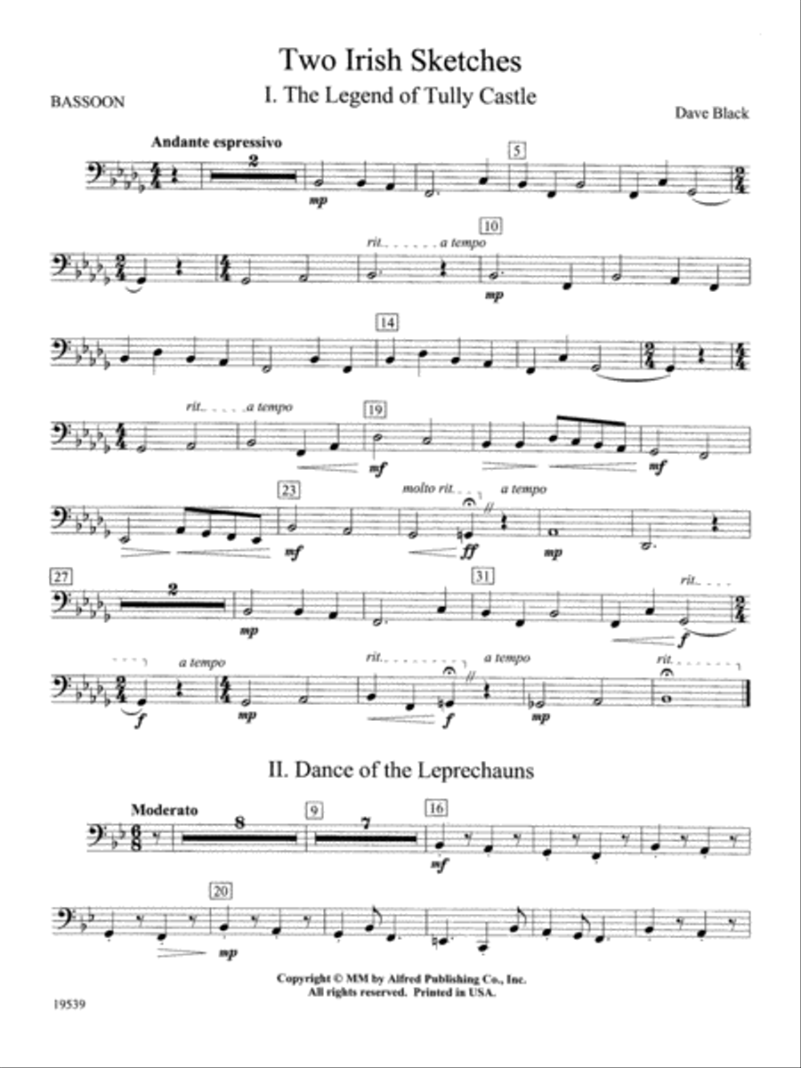 Two Irish Sketches: Bassoon Concert Band scores gallery preview page 1