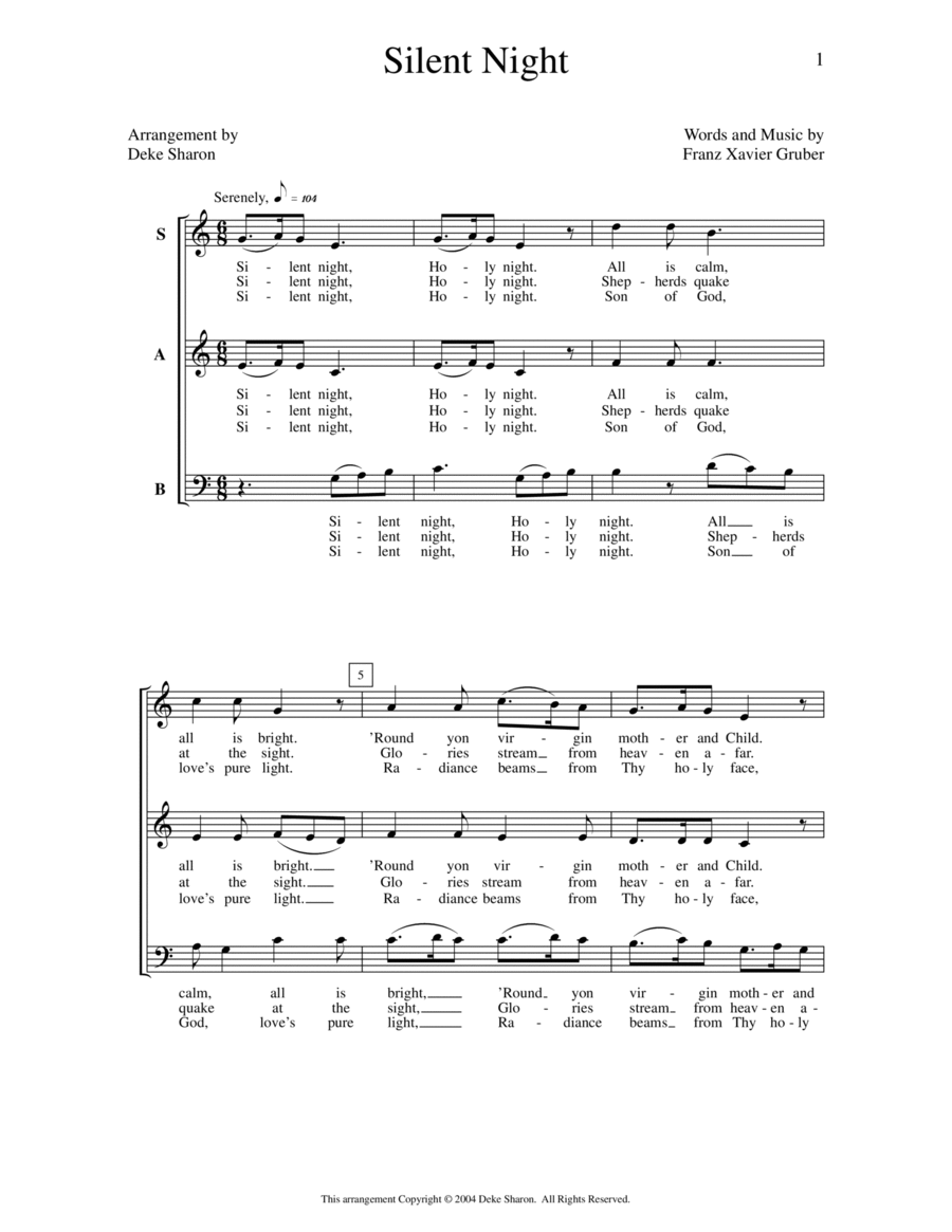 Silent Night 3-Part scores gallery preview page 1