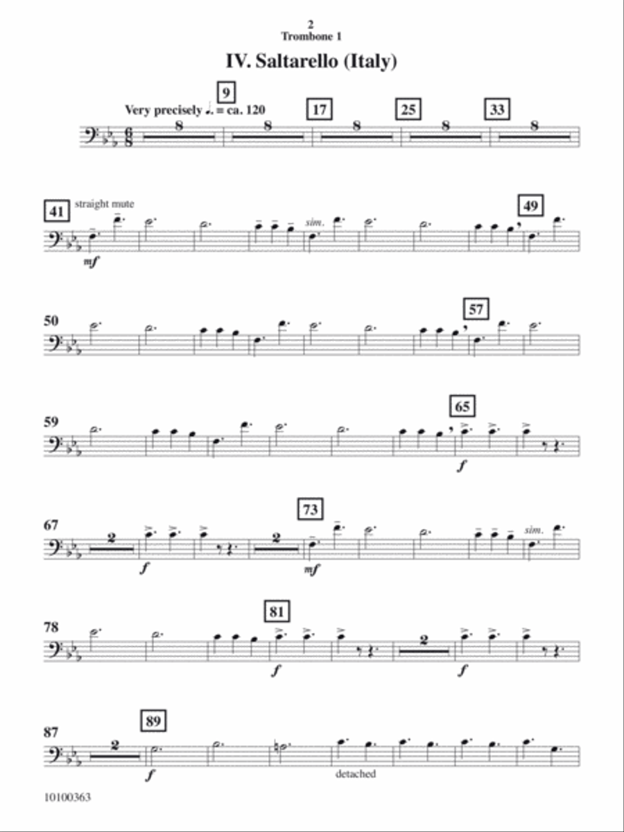 Courtly Airs and Dances - Trombone 1 Concert Band scores gallery preview page 2