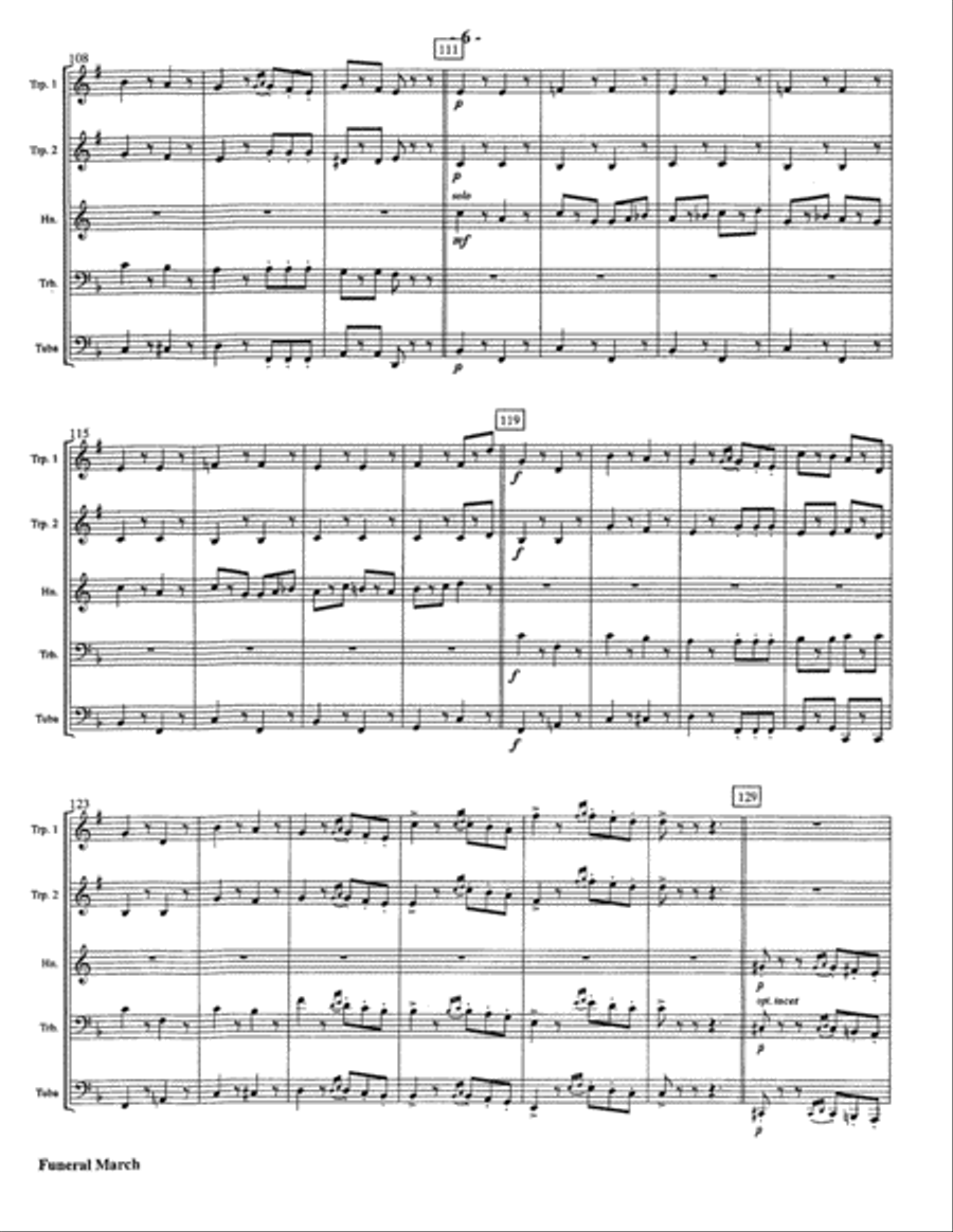 Funeral March of a Marionette for Brass Quintet (Alfred Hitchcock Theme) Brass Quintet scores gallery preview page 6