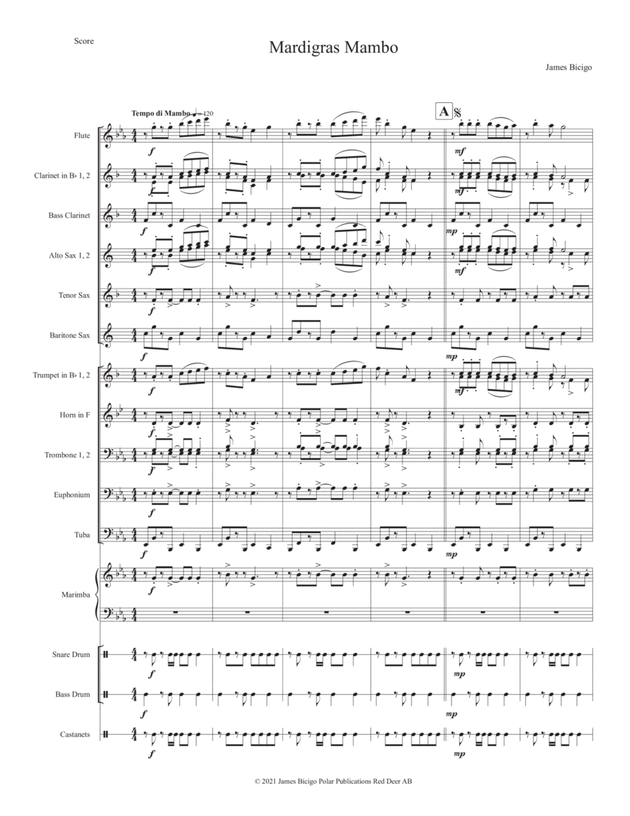 Mardigras Mambo Mardigras Mambo Concert Band scores gallery preview page 1