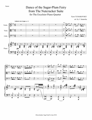 Pyotr Tchaikovsky - Dance of the Sugar-Plum Fairy (Nutcracker ballet) arr. for piano quartet (score