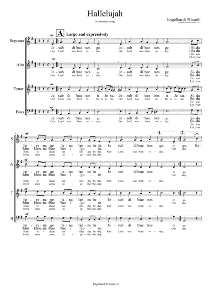 Hallelujah (A christmas song) 4-Part scores gallery preview page 1