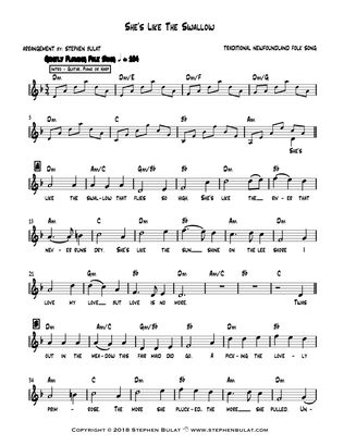 She's Like The Swallow (Newfoundland/Canadian Traditional) - Lead sheet (key of Dm)