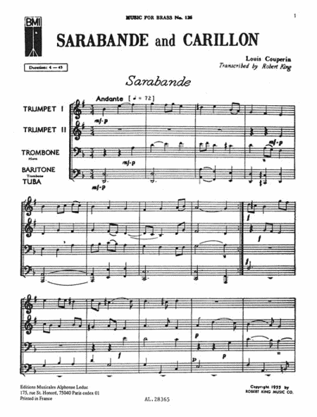 Sarabande & Carillon (quartet-brass)