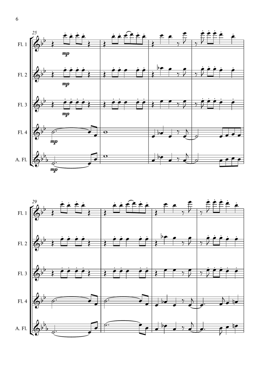 Mamma Mia Mamma Mia Flute Quartet scores gallery preview page 6