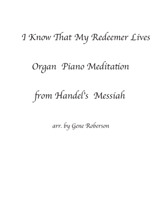I Know that My Redeemer Lives Piano Organ Duet