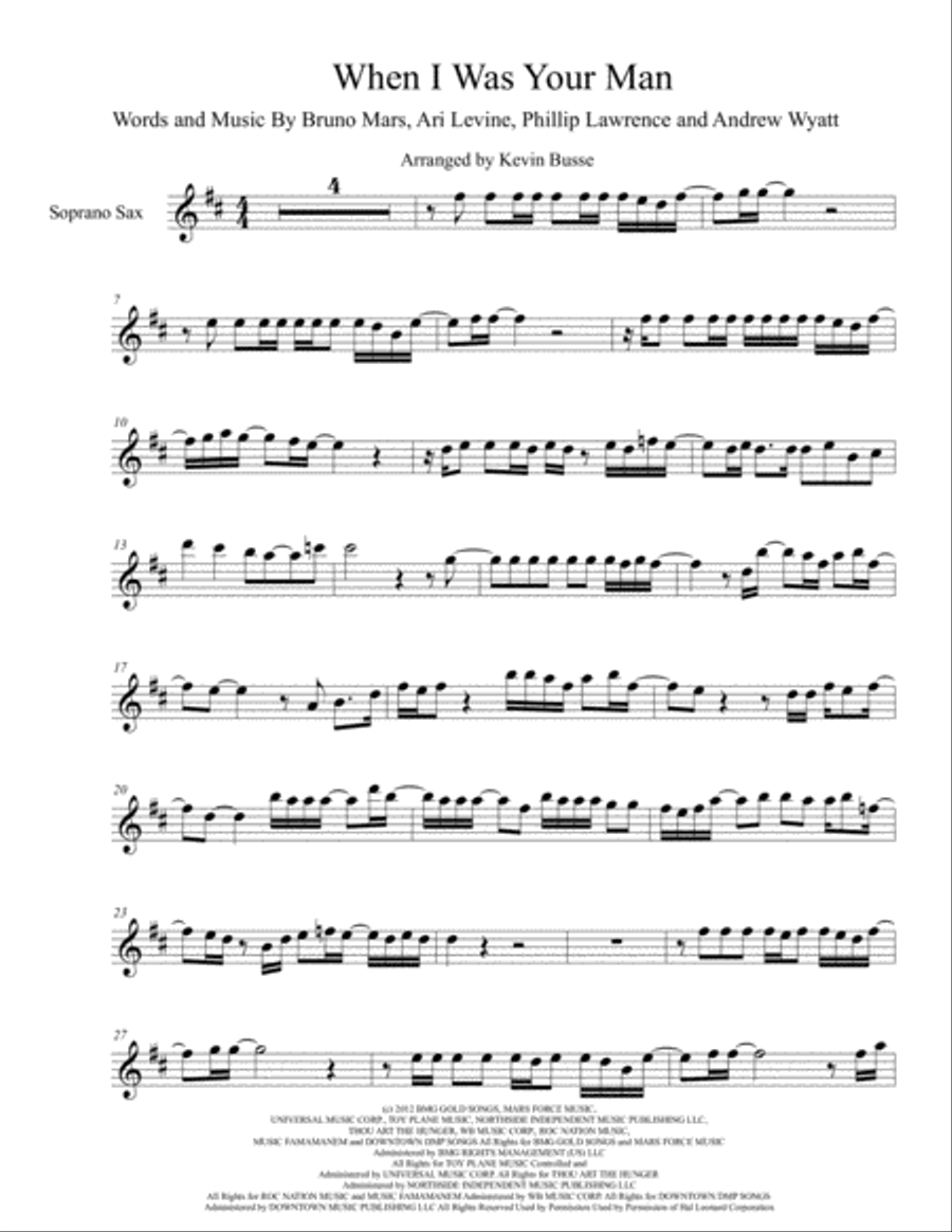 When I Was Your Man Soprano Saxophone scores gallery preview page 1