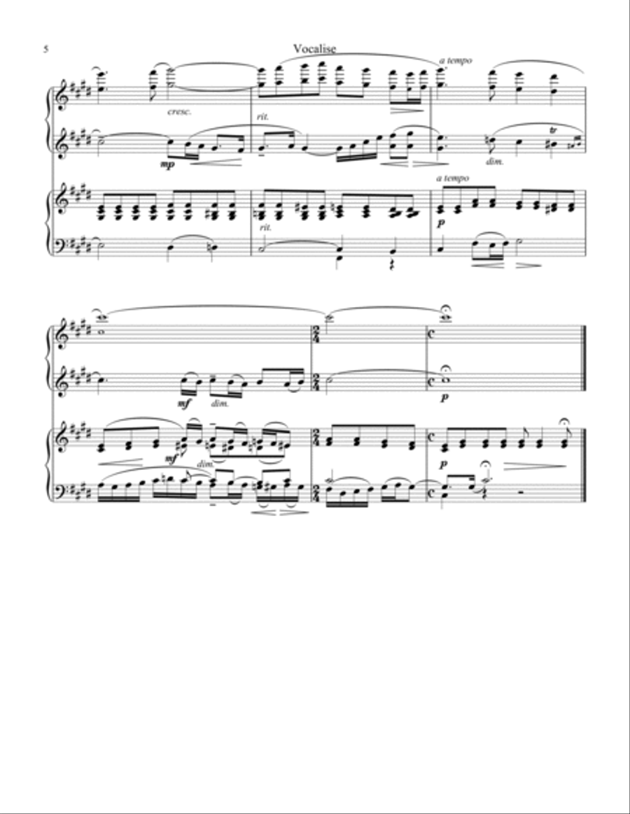 Vocalise Op. 34 for piano à quatre mains for 1 piano, 4 hands (orchestra version) 1 Piano, 4-Hands scores gallery preview page 6