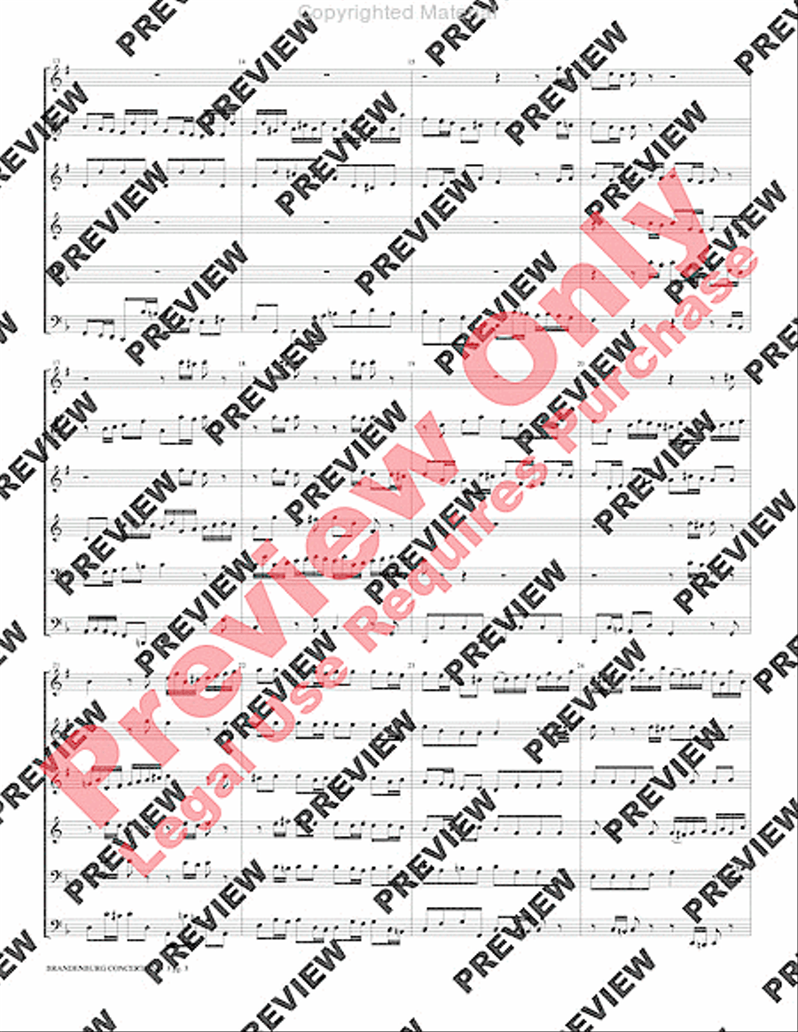 Brandenburg Concerto #3 Brass Quintet scores gallery preview page 4