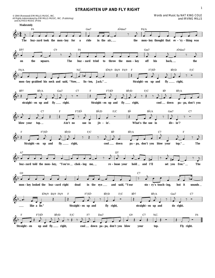 Straighten Up And Fly Right Guitar scores gallery preview page 1