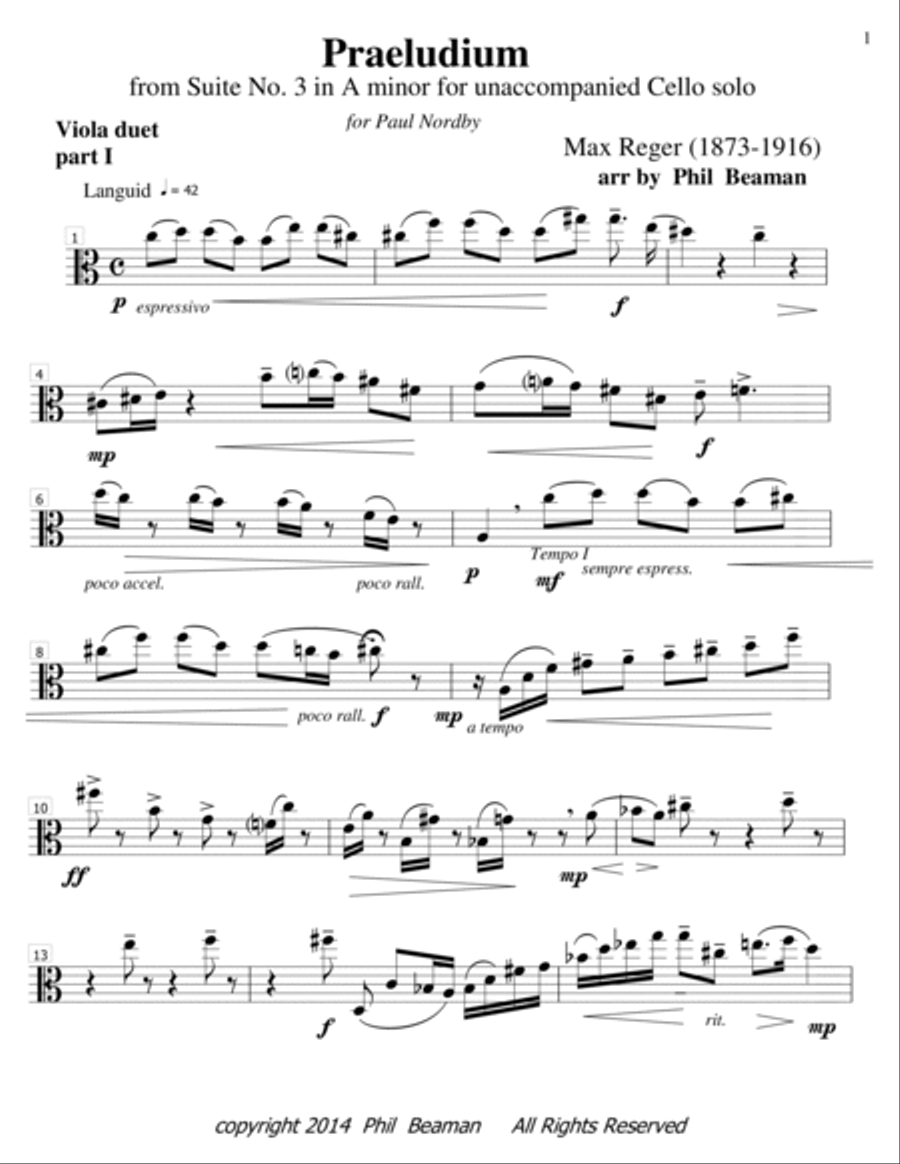 Praeludium - Reger- Viola duet String Duet scores gallery preview page 6