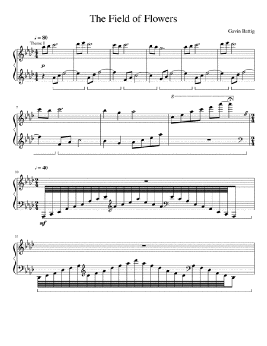 The Field of Flowers Piano Solo scores gallery preview page 1
