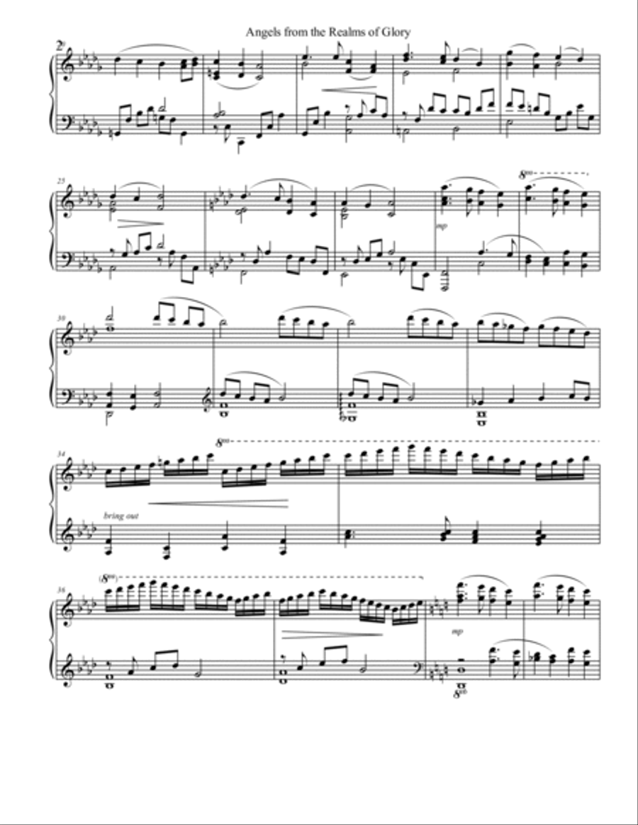 Angels From the Realms of Glory Piano Solo scores gallery preview page 2