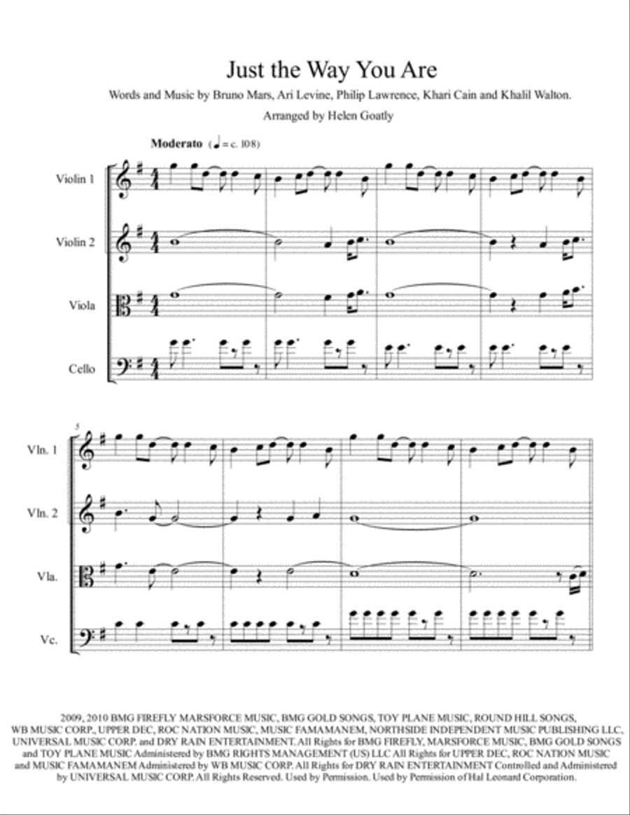 Just The Way You Are String Quartet scores gallery preview page 1