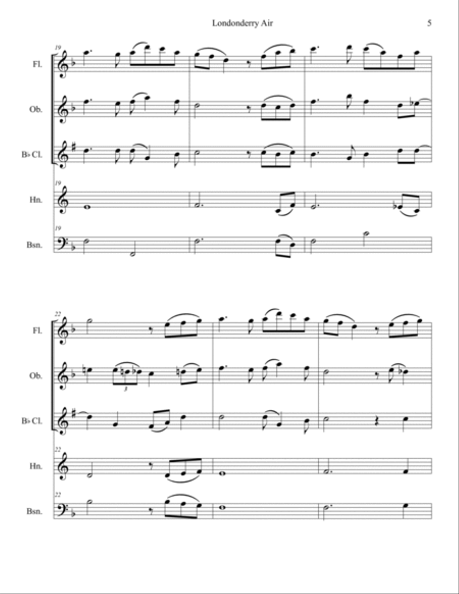 Londonderry Air (Danny Boy) Woodwind Quintet scores gallery preview page 5