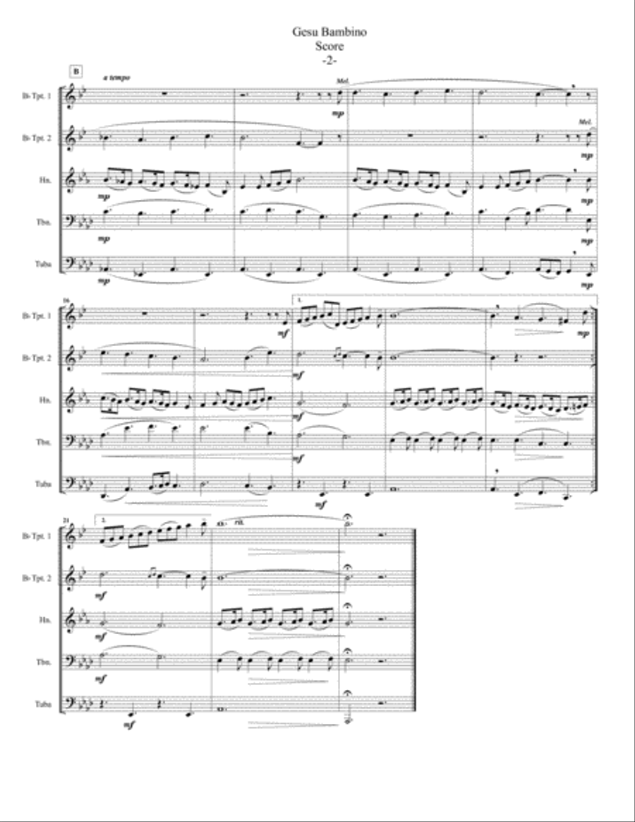 Gesu Bambino (The Infant Jesus) for Brass Quintet Brass Quintet scores gallery preview page 3