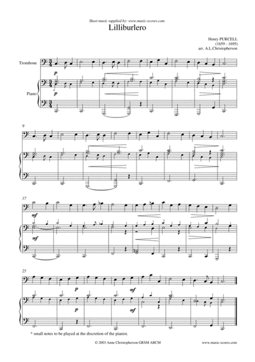 Lilliburlero - Trombone and Piano image number null
