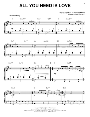 Book cover for All You Need Is Love [Jazz version] (arr. Brent Edstrom)
