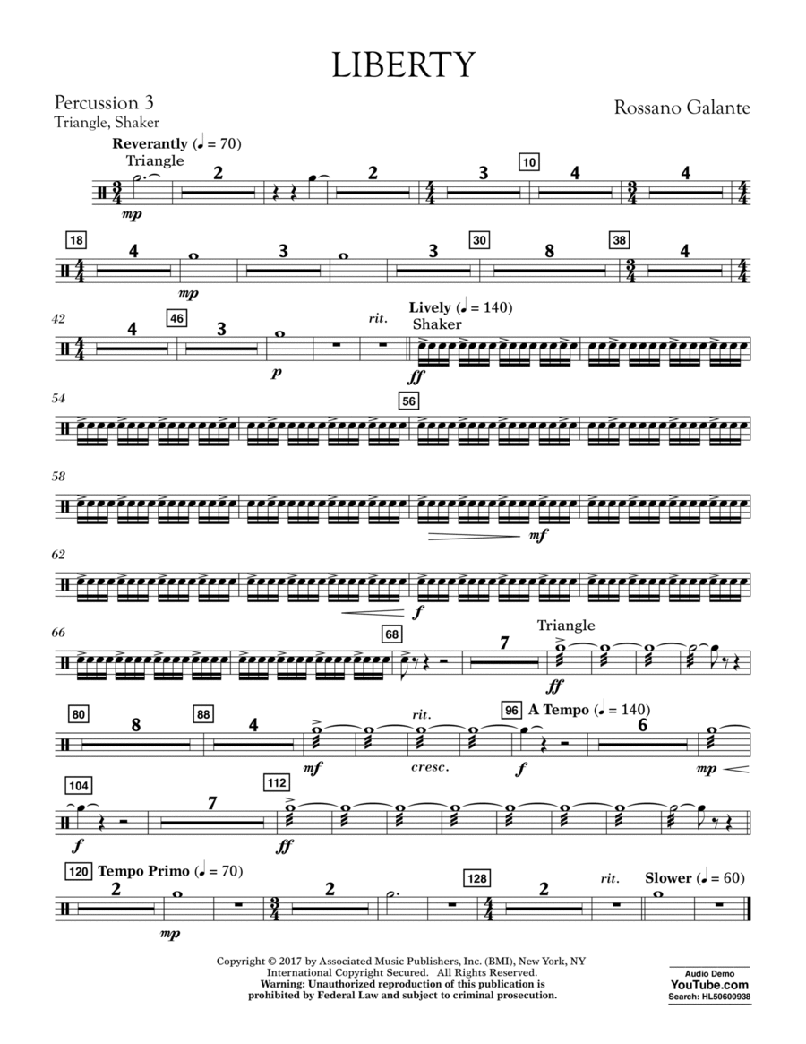 Liberty - Percussion 3 Percussion scores gallery preview page 1
