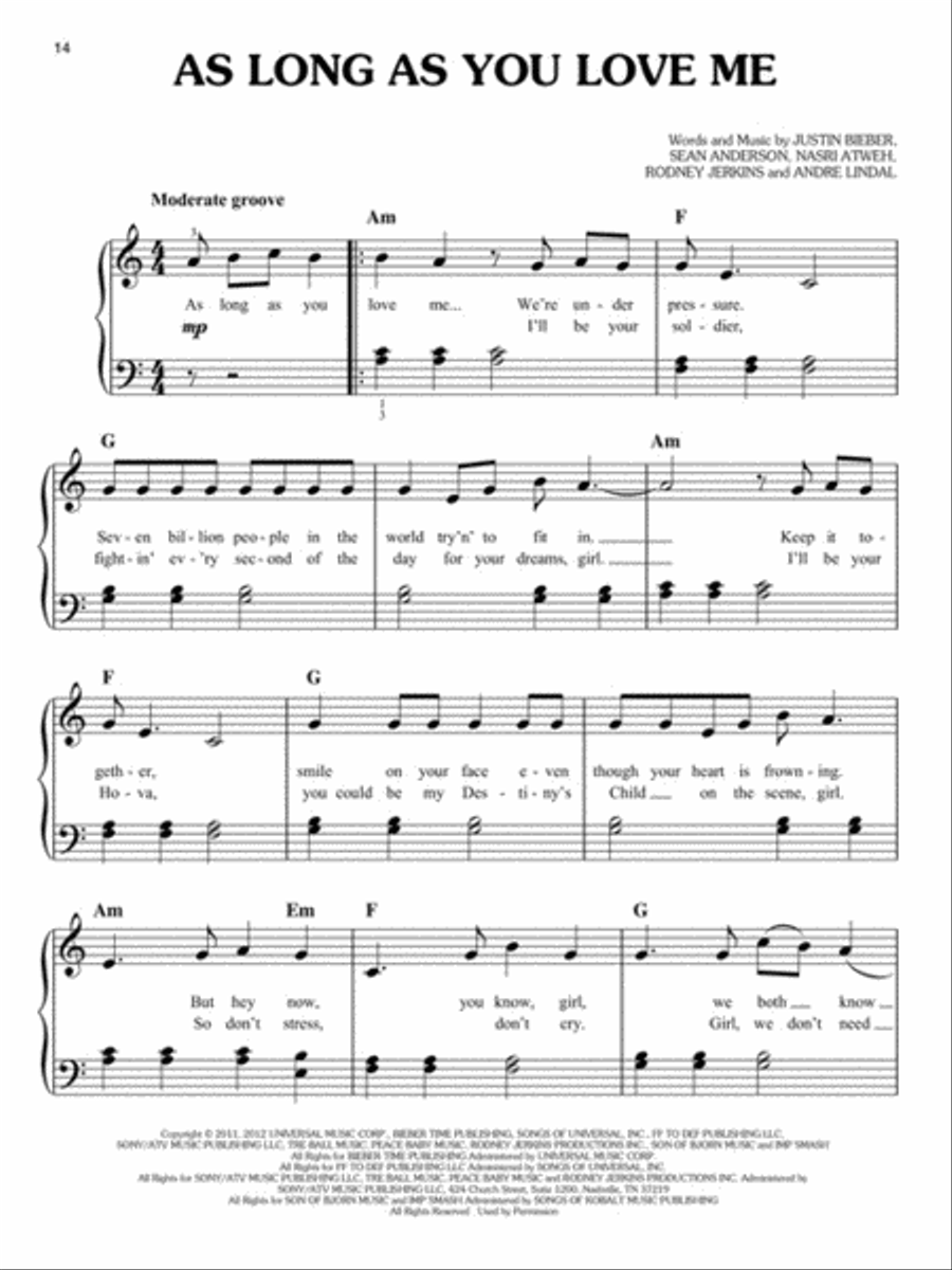 Best of Justin Bieber Easy Piano scores gallery preview page 5