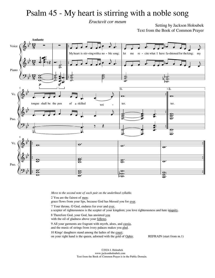 Psalm 45 BCP - for cantor with congregational refrain Piano, Vocal scores gallery preview page 1