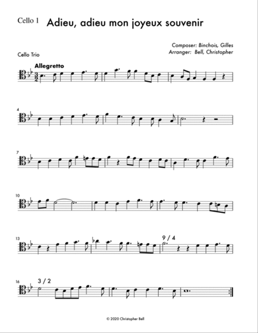 Adieu Adieu Mon Joyeux Souvenir String Trio scores gallery preview page 2