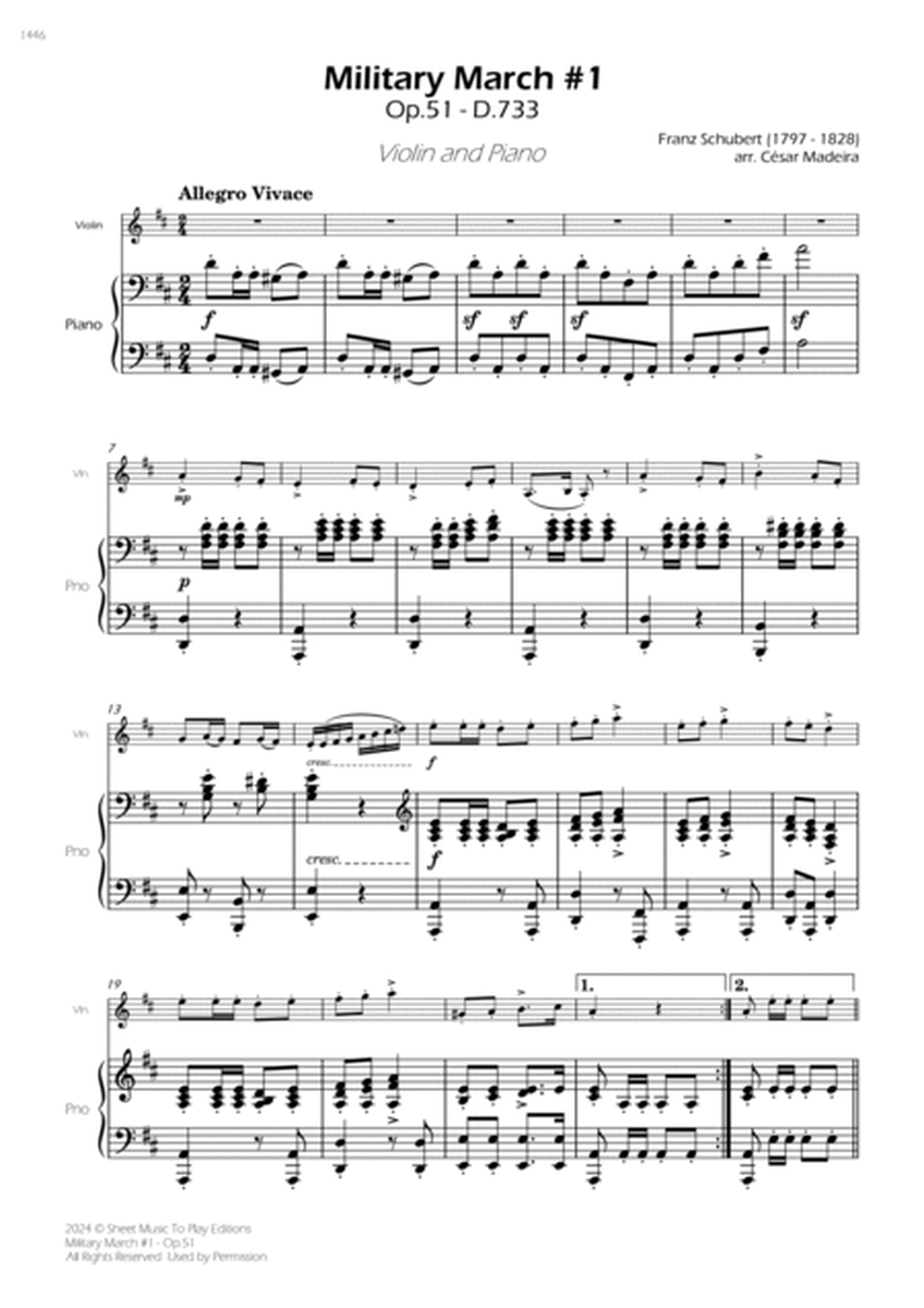 Military March No.1, Op.51 - Violin and Piano (Full Score and Parts) image number null