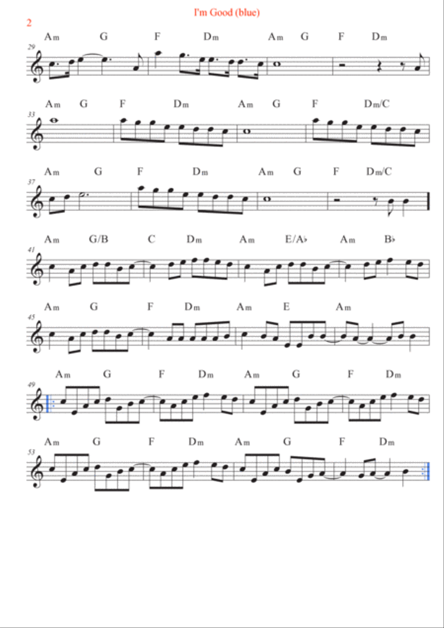 I'm Good (blue) Soprano Saxophone scores gallery preview page 2
