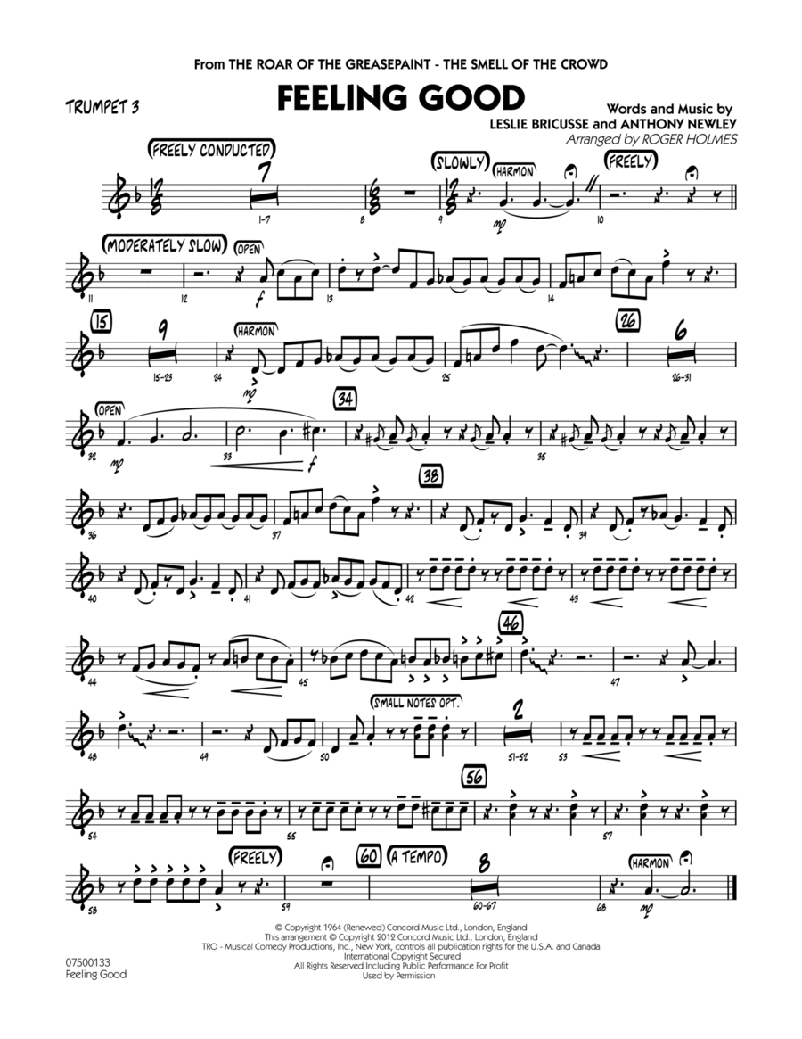 Feeling Good - Trumpet 3 Feeling Good - Trumpet 3 Jazz Ensemble scores gallery preview page 1