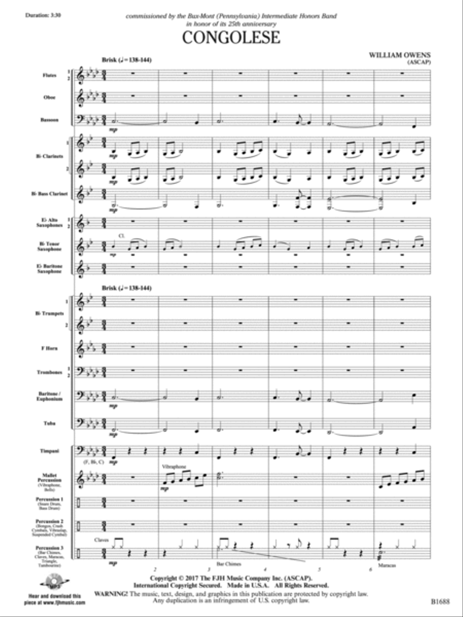 Congolese: Score Concert Band scores gallery preview page 3