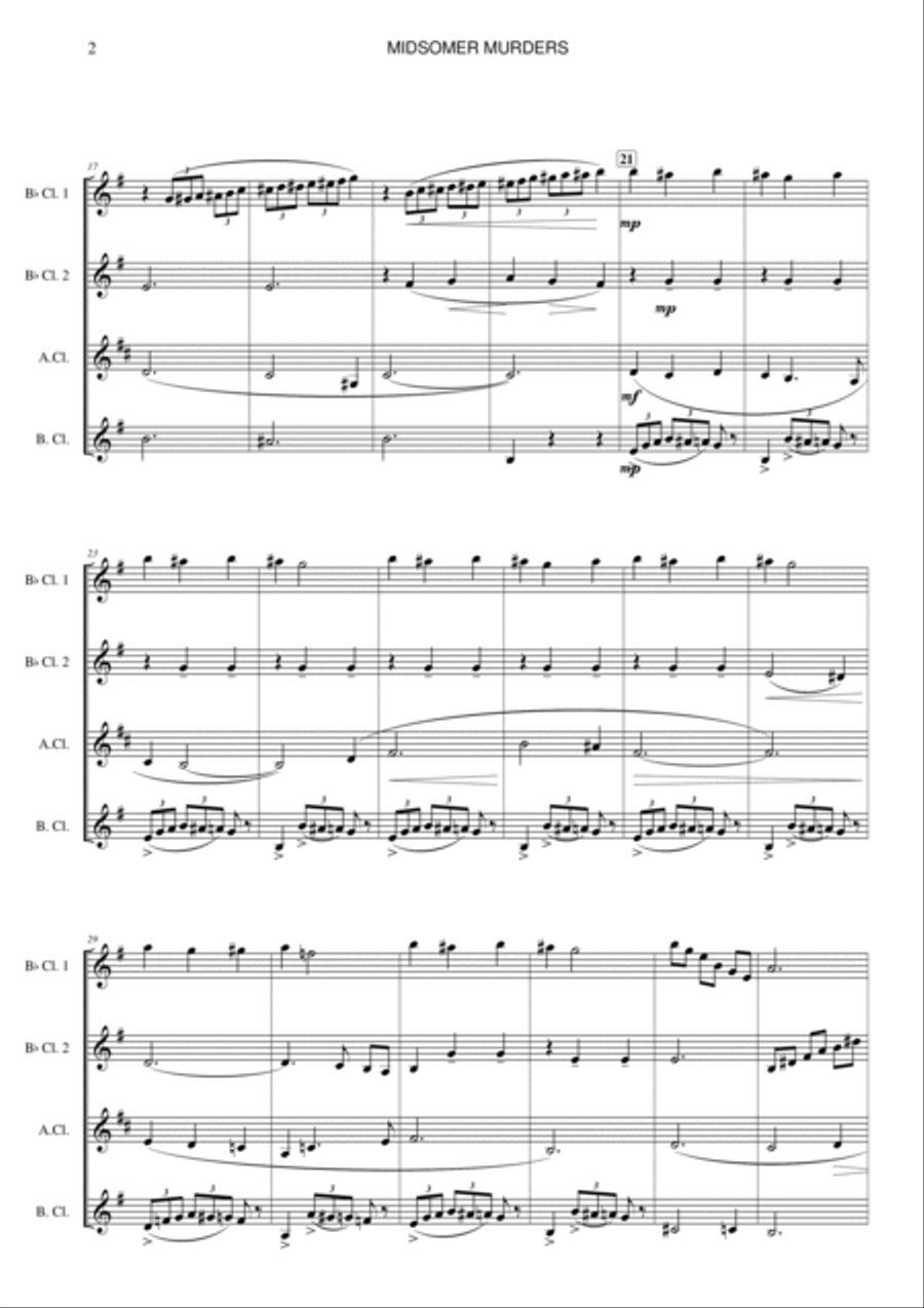 Midsomer Murders (main Title/cues) Woodwind Ensemble scores gallery preview page 2
