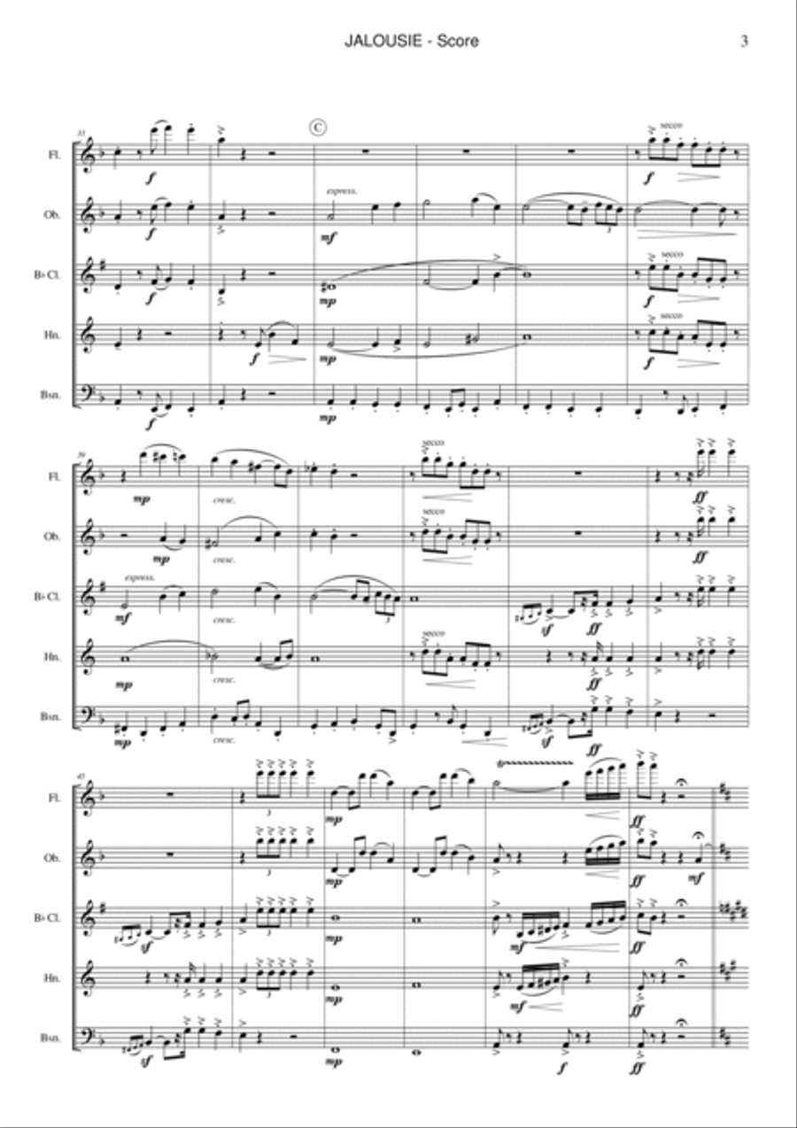 Jalousie (tango Tzigane) Woodwind Quintet scores gallery preview page 3