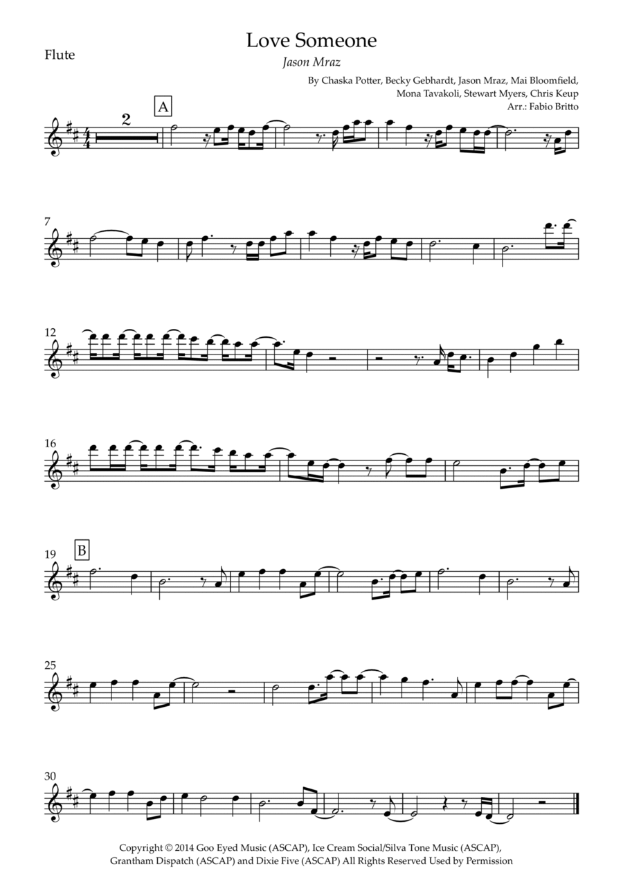 Love Someone Flute Solo scores gallery preview page 1