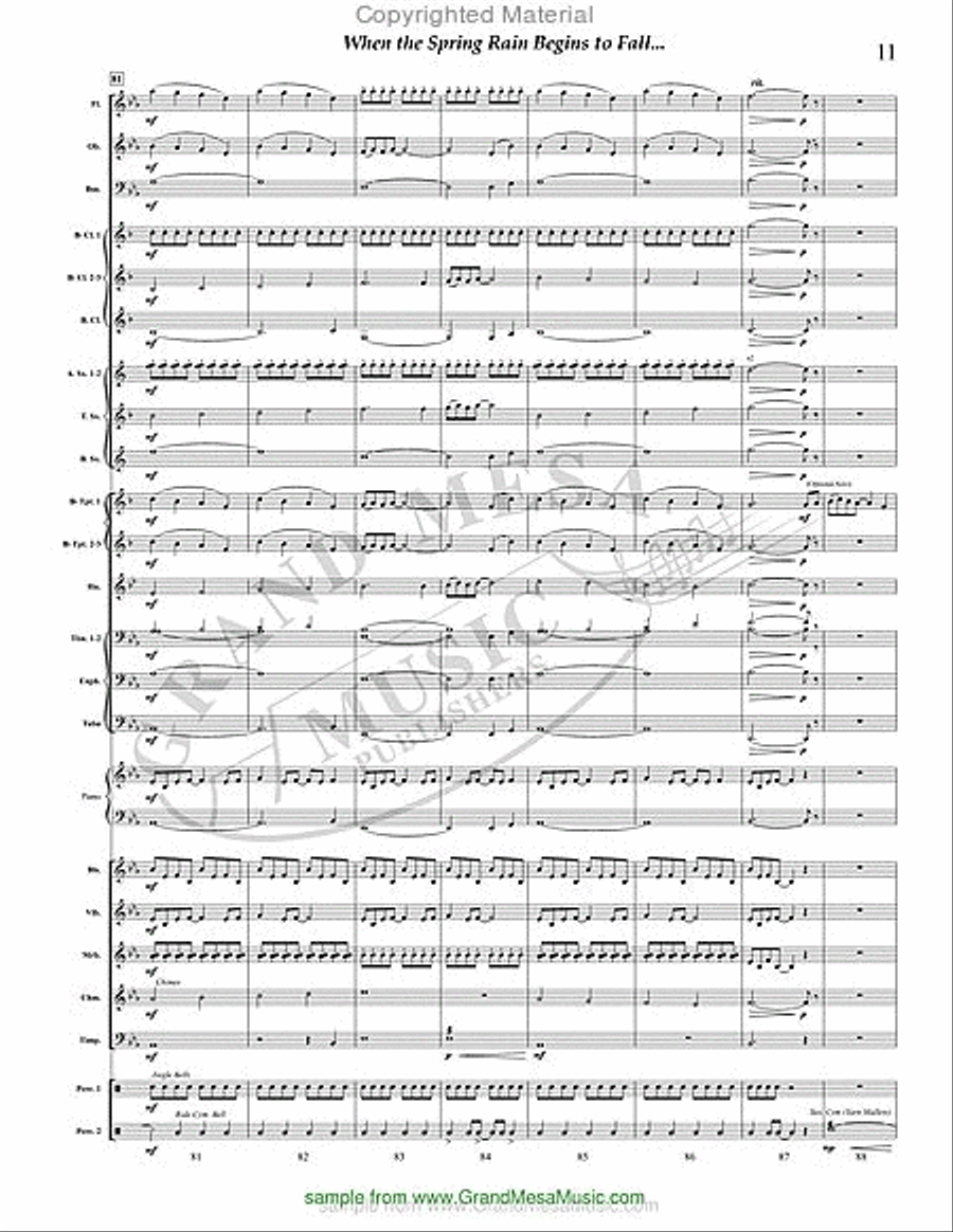 When the Spring Rain Begins to Fall Concert Band scores gallery preview page 12