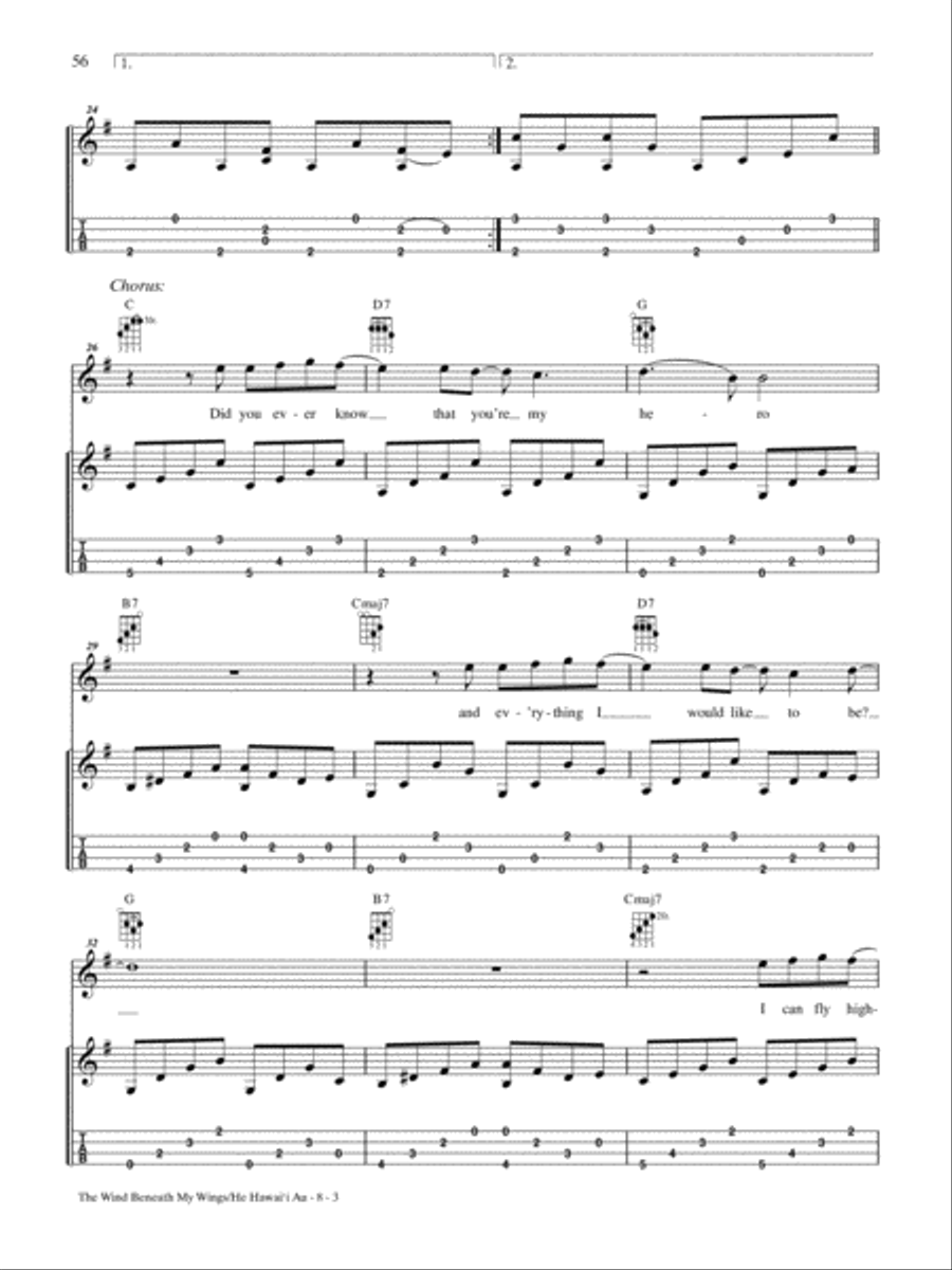 The Wind Beneath My Wings/He Hawai'i Au Ukulele scores gallery preview page 3