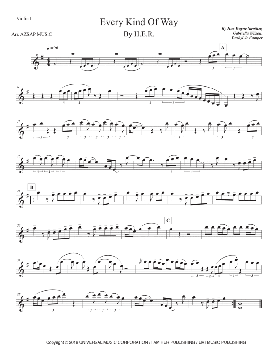 Every Kind Of Way String Quartet scores gallery preview page 1