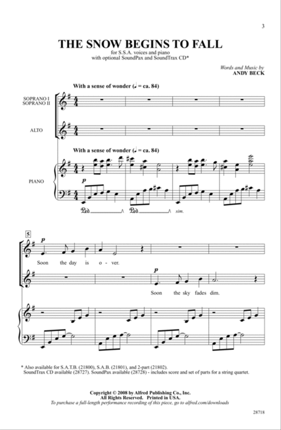 The Snow Begins to Fall SSA scores gallery preview page 1