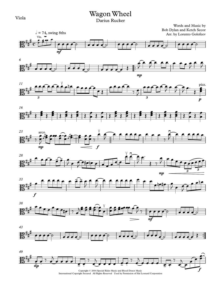 Wagon Wheel String Quartet scores gallery preview page 3