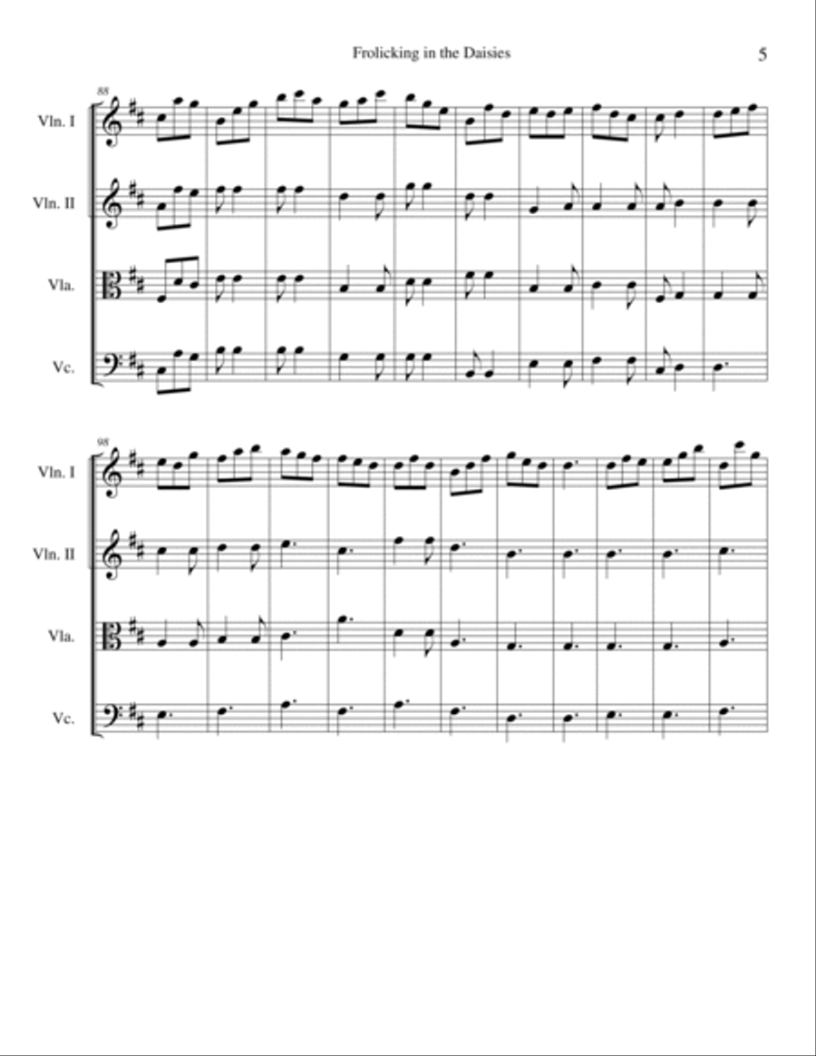 Frolicking in the Daisies String Quartet scores gallery preview page 6