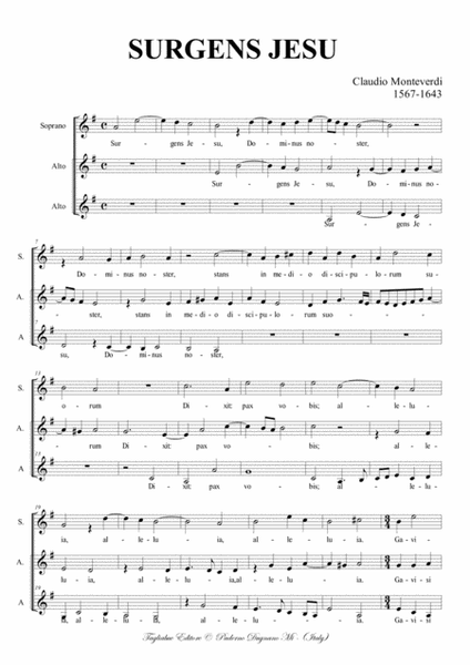 SURGENS JESU - C. Monteverdi - For SAA Choir image number null