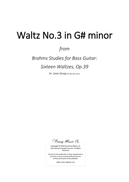 Brahms Waltz No.3 in G# minor for Bass Guitar