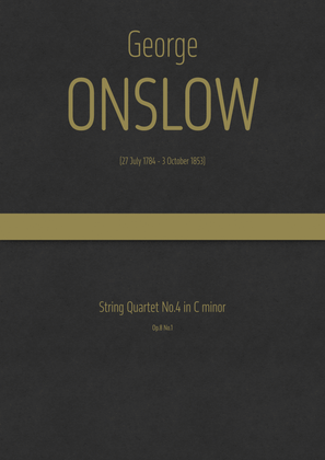 Book cover for Onslow - String Quartet No.4 in C minor, Op.8 No.1