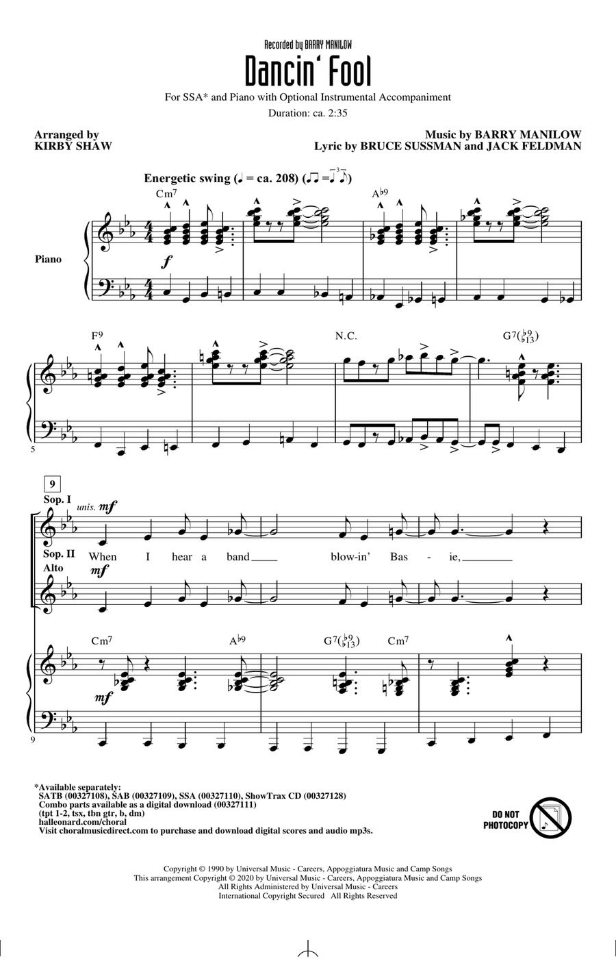 Dancin' Fool (arr. Kirby Shaw)
