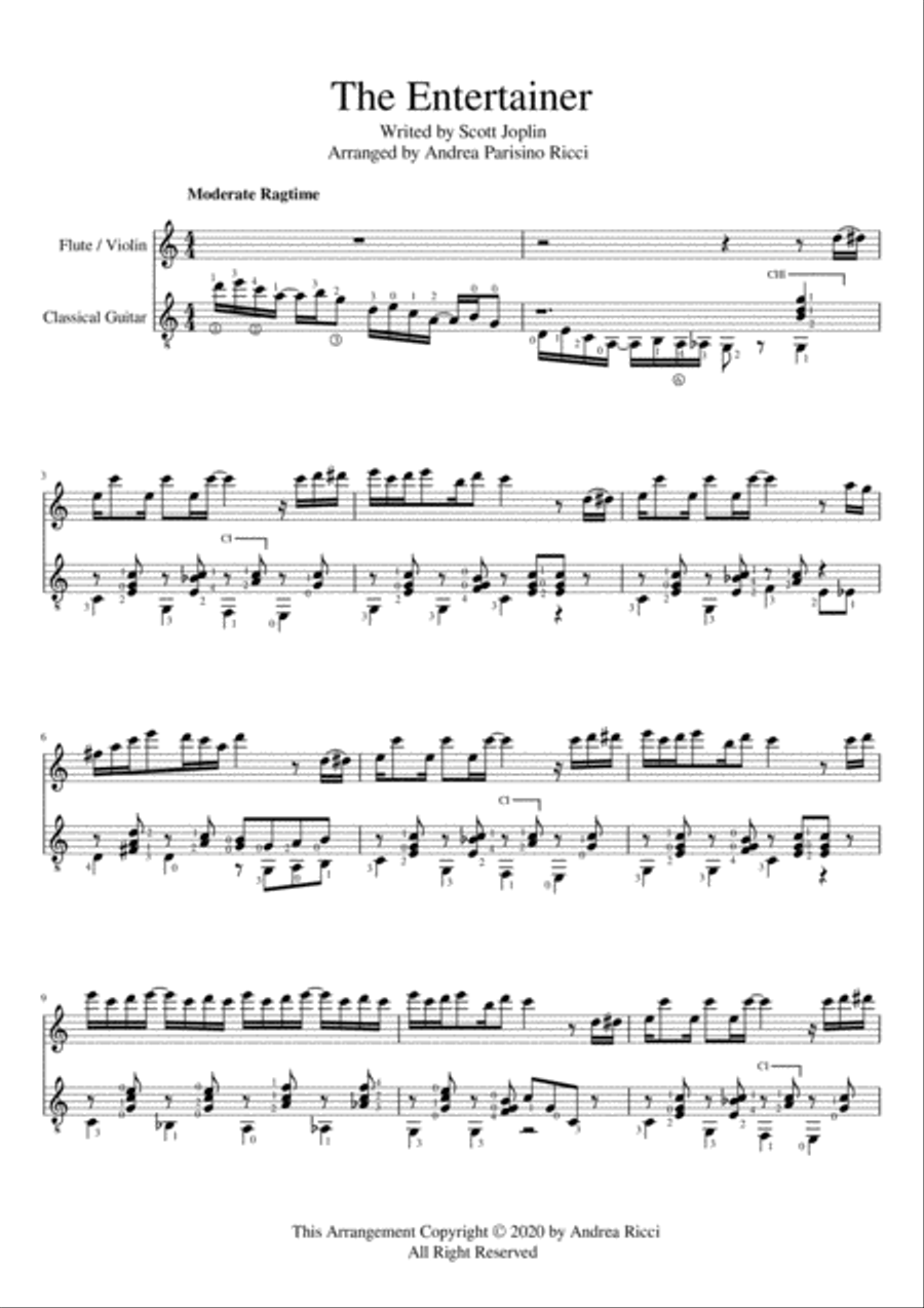 The Entertainer for Flute / Violin and Guitar - Chamber Music Small Ensemble scores gallery preview page 2